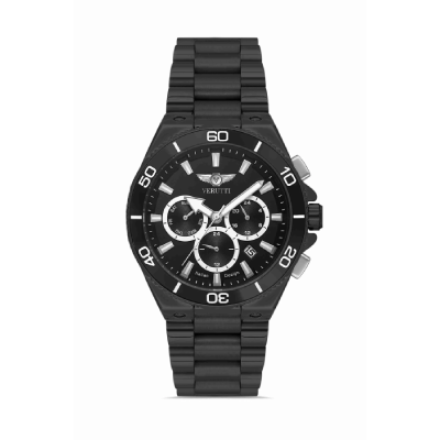 Men’s Luxury Watch Verutti VR-1021-1 – Black Steel & Bezel