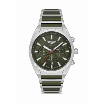 Men’s Luxury Watch Verutti VR-1024-3 – Silver & Olive Dial