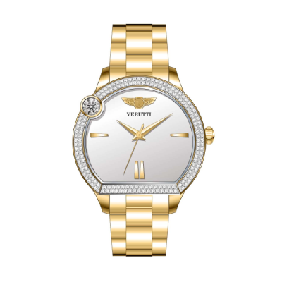 ساعة نسائية فاخرة VR-1044-4 - علبة من الفولاذ المقاوم للصدأ باللون الذهبي والفضي