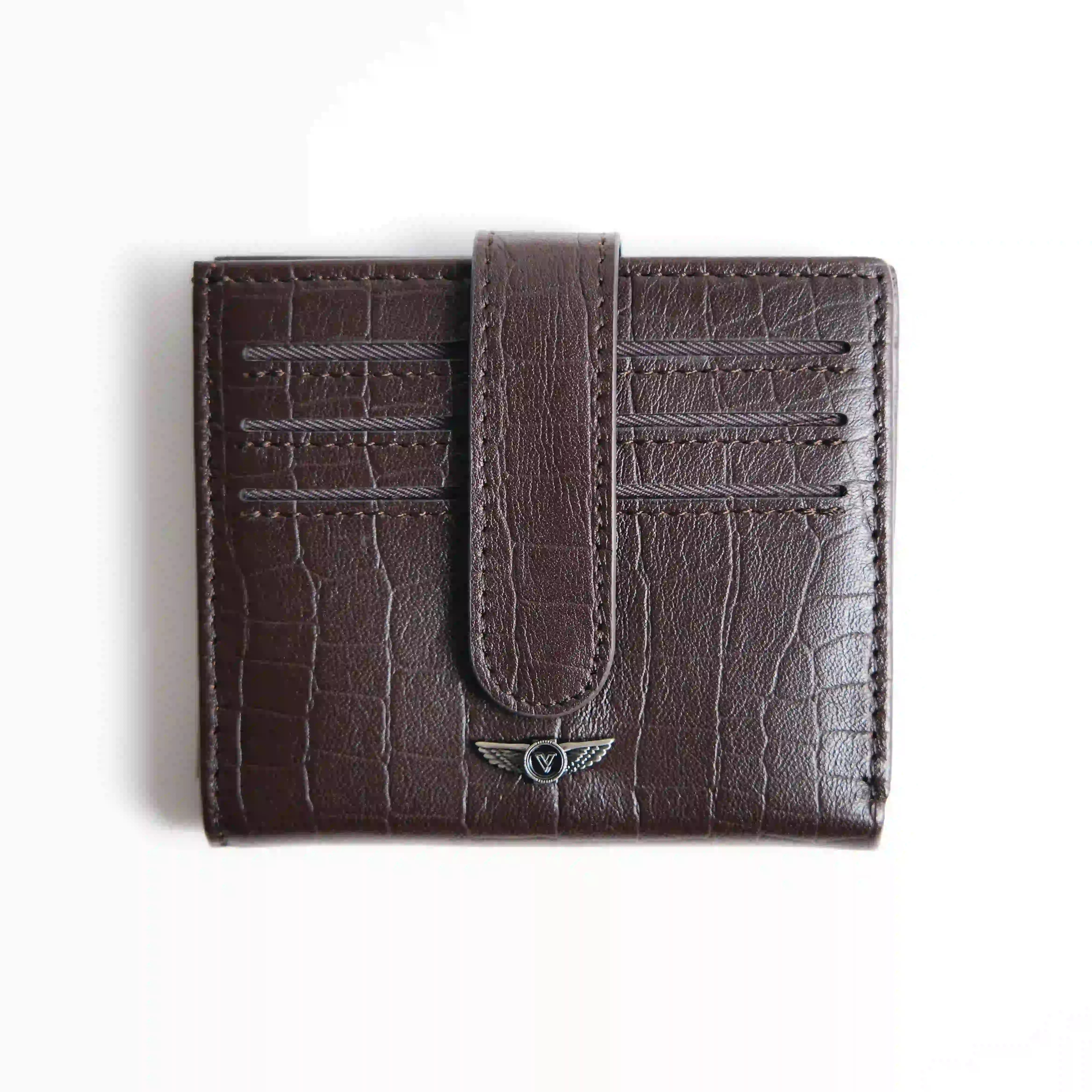 Men’s Genuine Leather Wallet – Brown Croc Embossed – Verutti VRW-5006-2