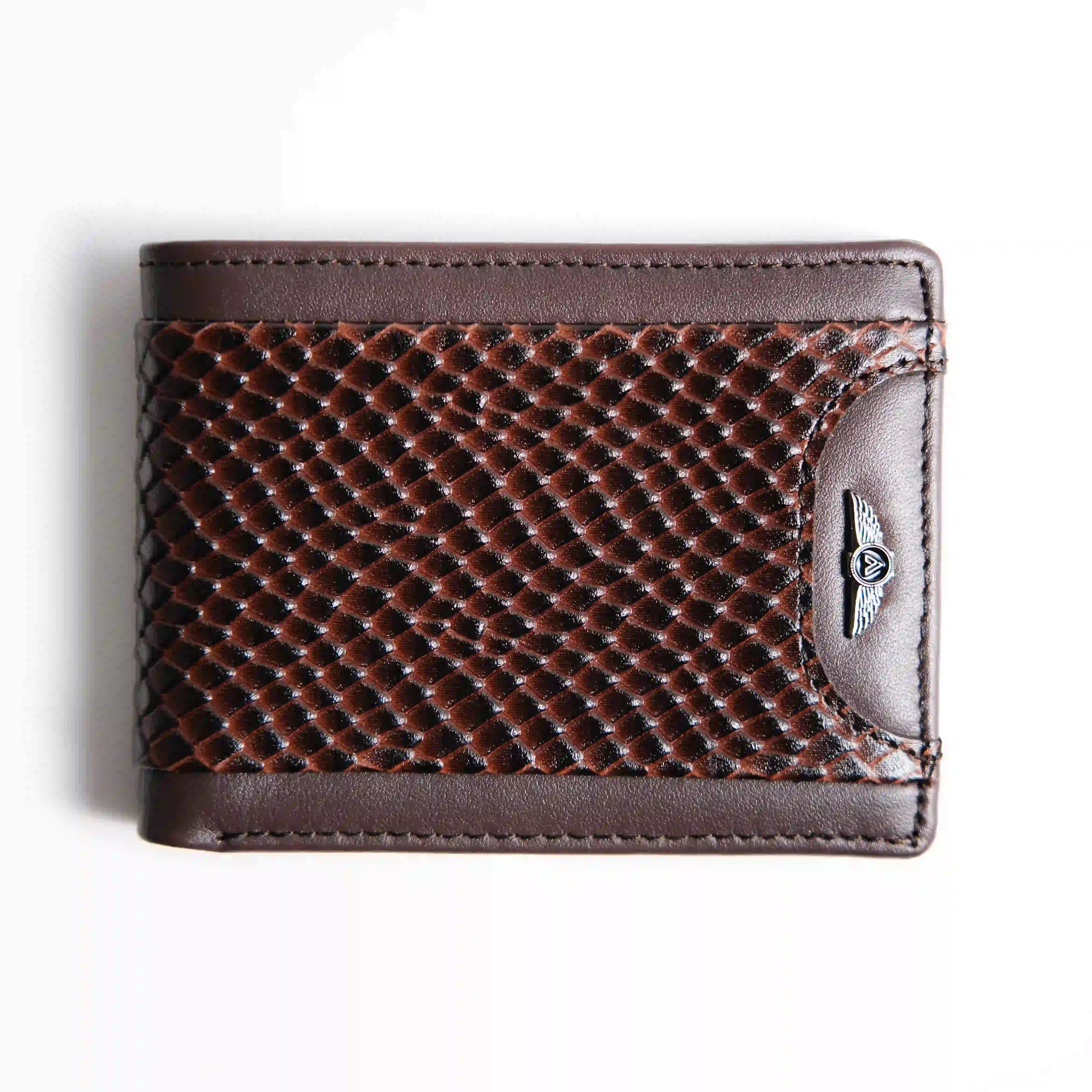 Men’s Genuine Leather Wallet – Brown Snake Embossed – Verutti VRW-5004-2