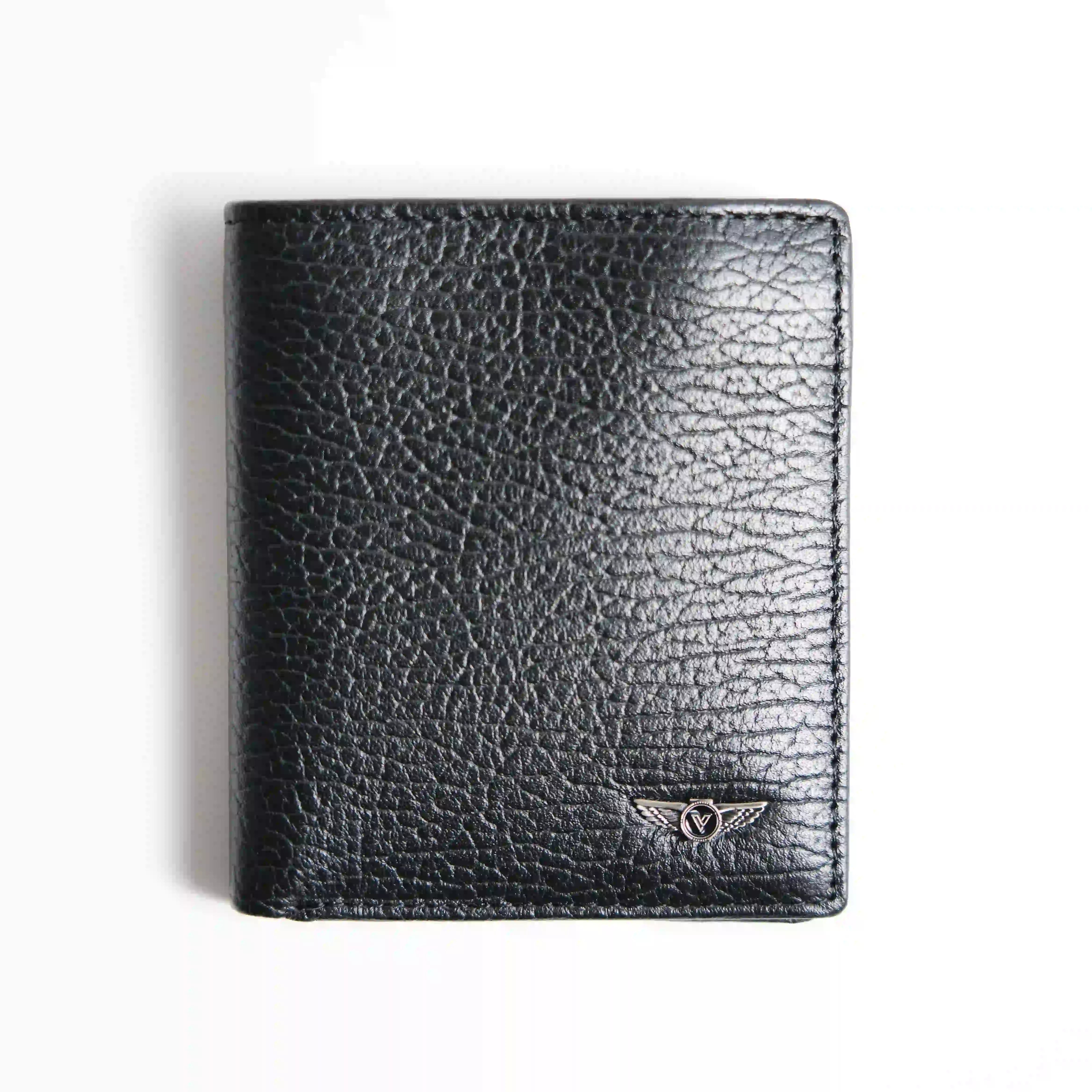 Men’s Genuine Leather Vertical Wallet – Black Cowhide – Verutti VRW-5003-1