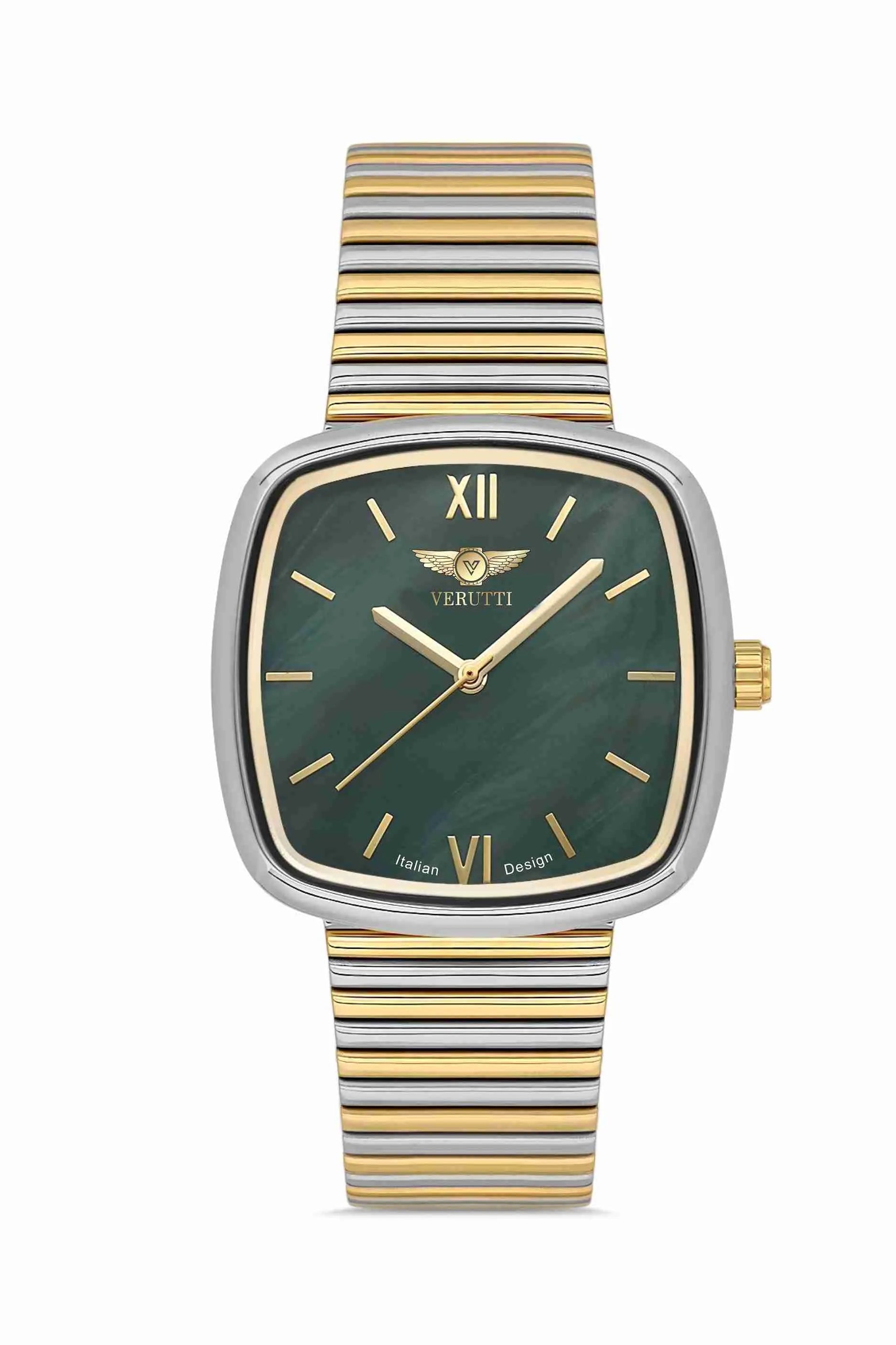 Women’s Luxury Watch – Verutti VR-1009-2 - Verde Elegance Edition
Two-Tone Bracelet & Deep Green Dial