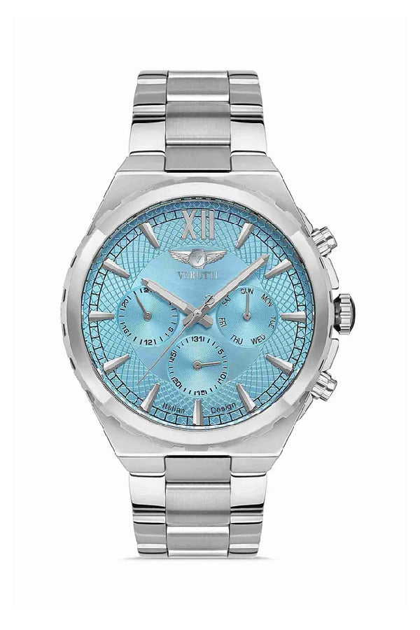 Men’s Luxury Watch Verutti VR-1017-2 – Silver & Turquoise Dial