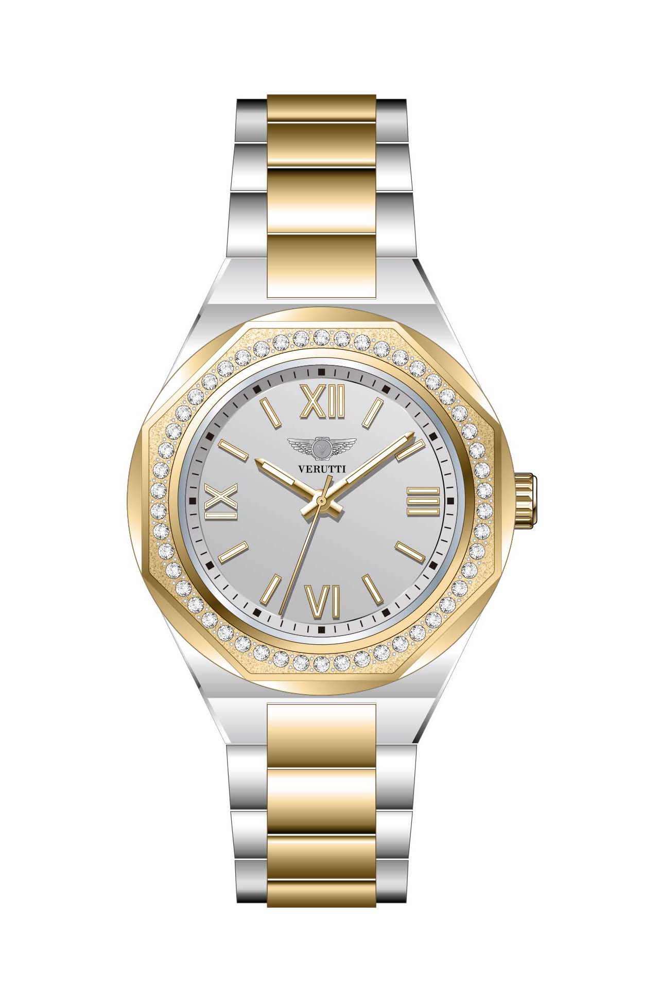 Verutti Women’s Luxury Watch Two-Tone Stainless Steel with Crystal-Set Bezel