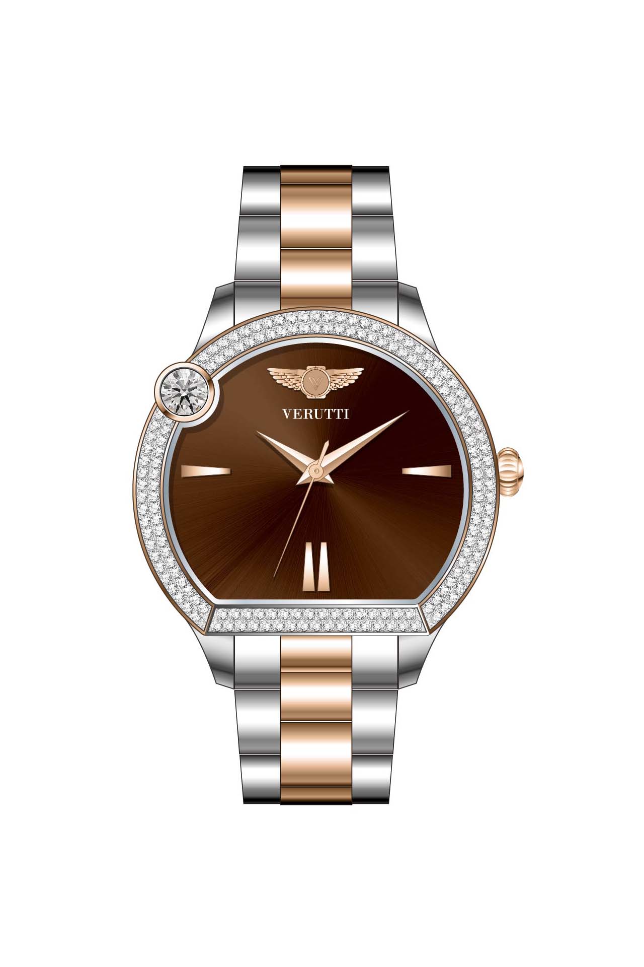 Women’s Luxury Watch VR-1044-1 – Two-Tone Stainless Steel & Brown Dial