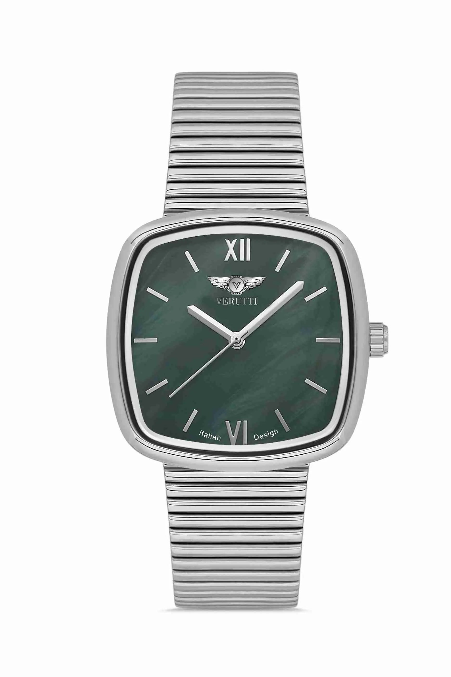 Women’s Luxury Watch – Verutti VR-1009-1- Verde Classic Edition
Silver Steel Bracelet & Deep Green Dial