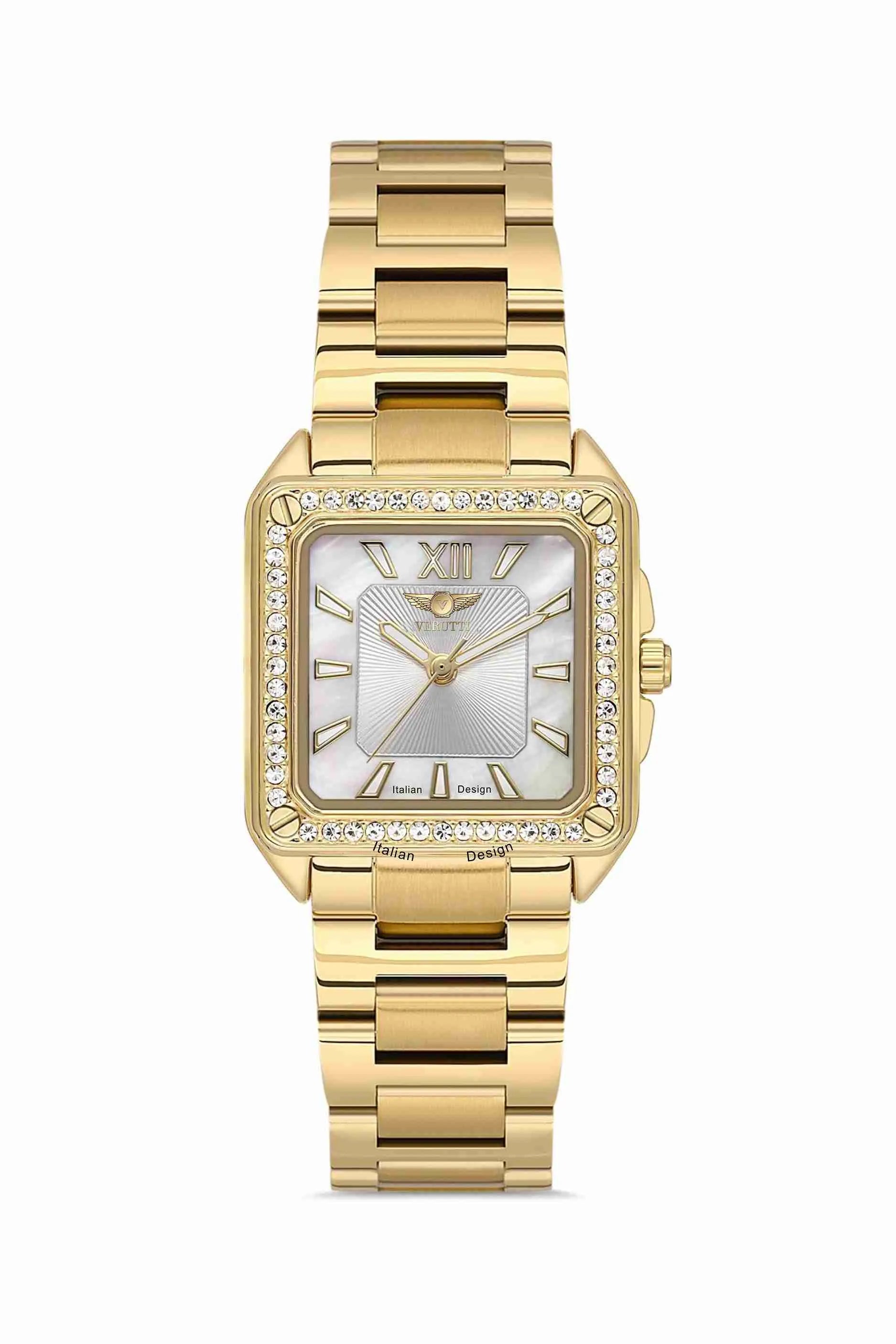 Women’s Luxury Watch – Verutti VR-1010-2 “Aurora Gold Edition”
Gold Steel Bracelet & Silver Dial