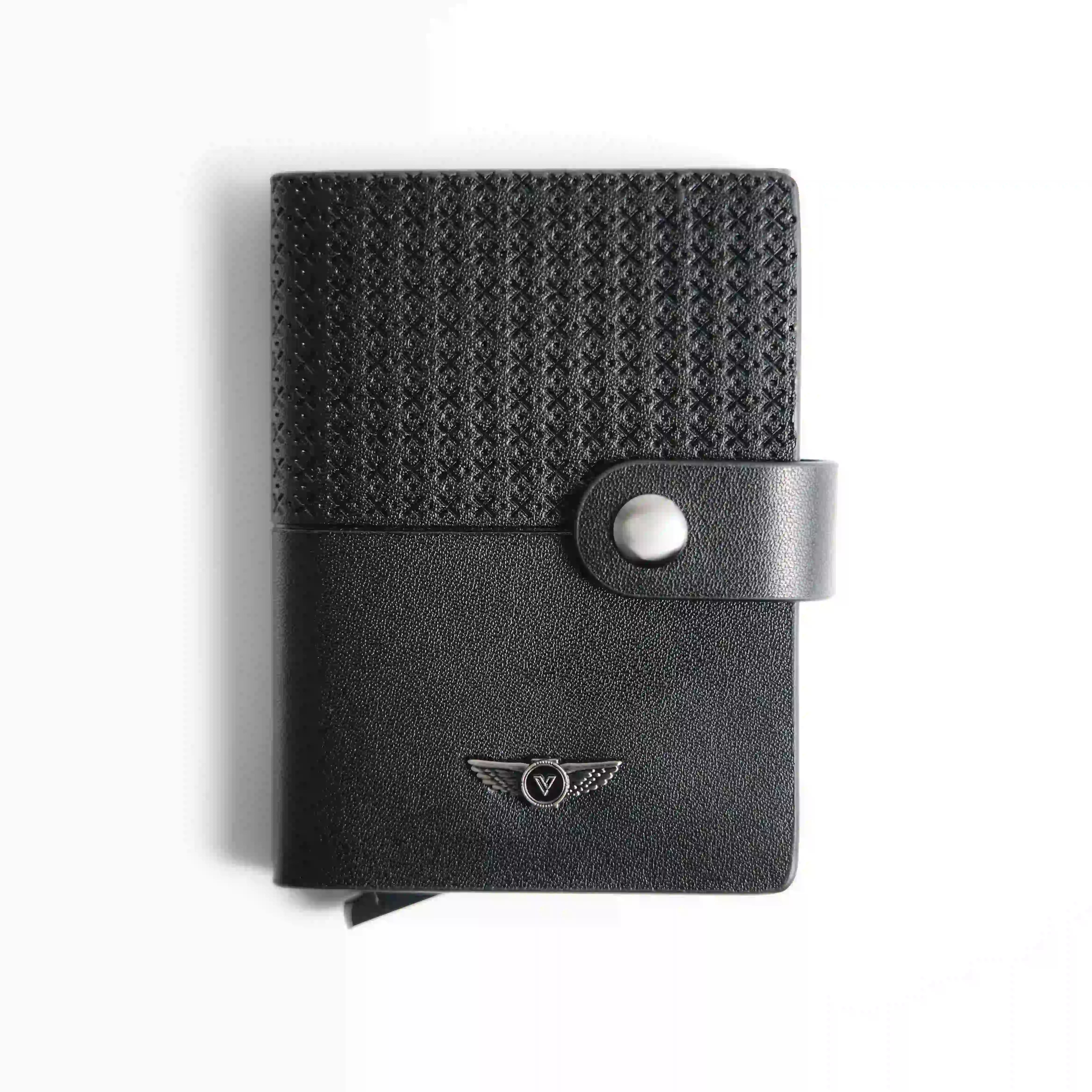 Verutti Men’s Leather Wallet in Black Cowhide, Model VRW-1012-6