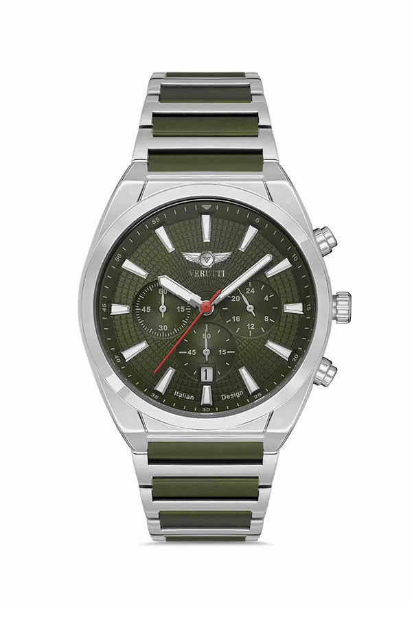 ساعة فيروتي رجالية فضي وزيتي رقم الموديل 1024