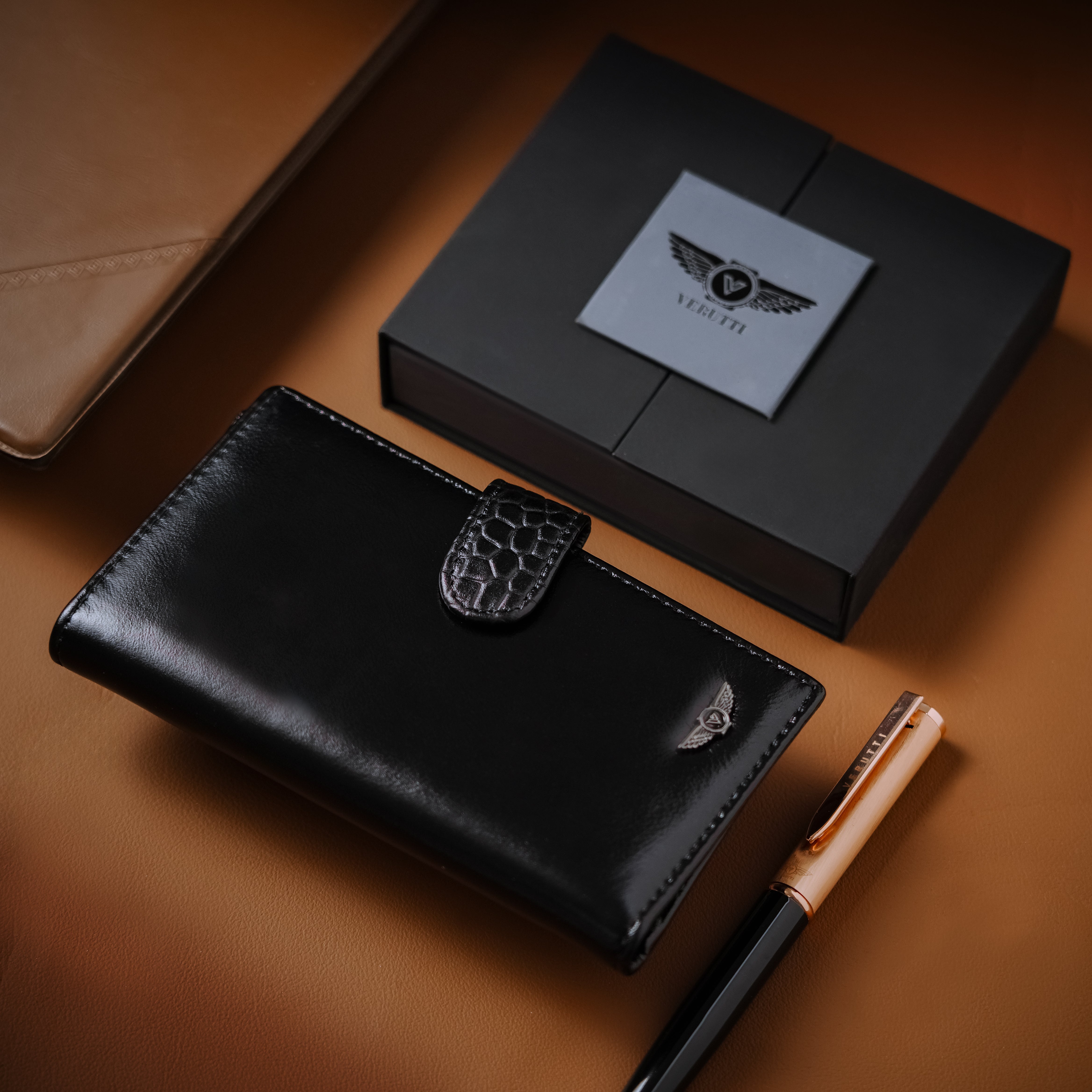 Men’s Leather Wallet – Black Cowhide – Verutti VRW-5010-1