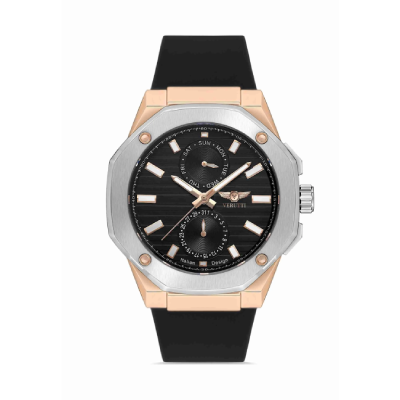 Men’s Luxury Watch Verutti VR-1012-2 – Octagonal in Gray & Rose-Gold