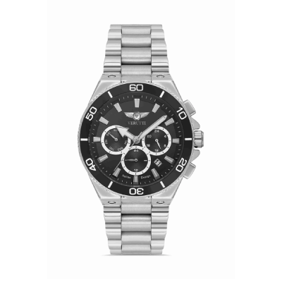 Men’s Luxury Watch Verutti VR-1021-2 – Silver & Black Bezel