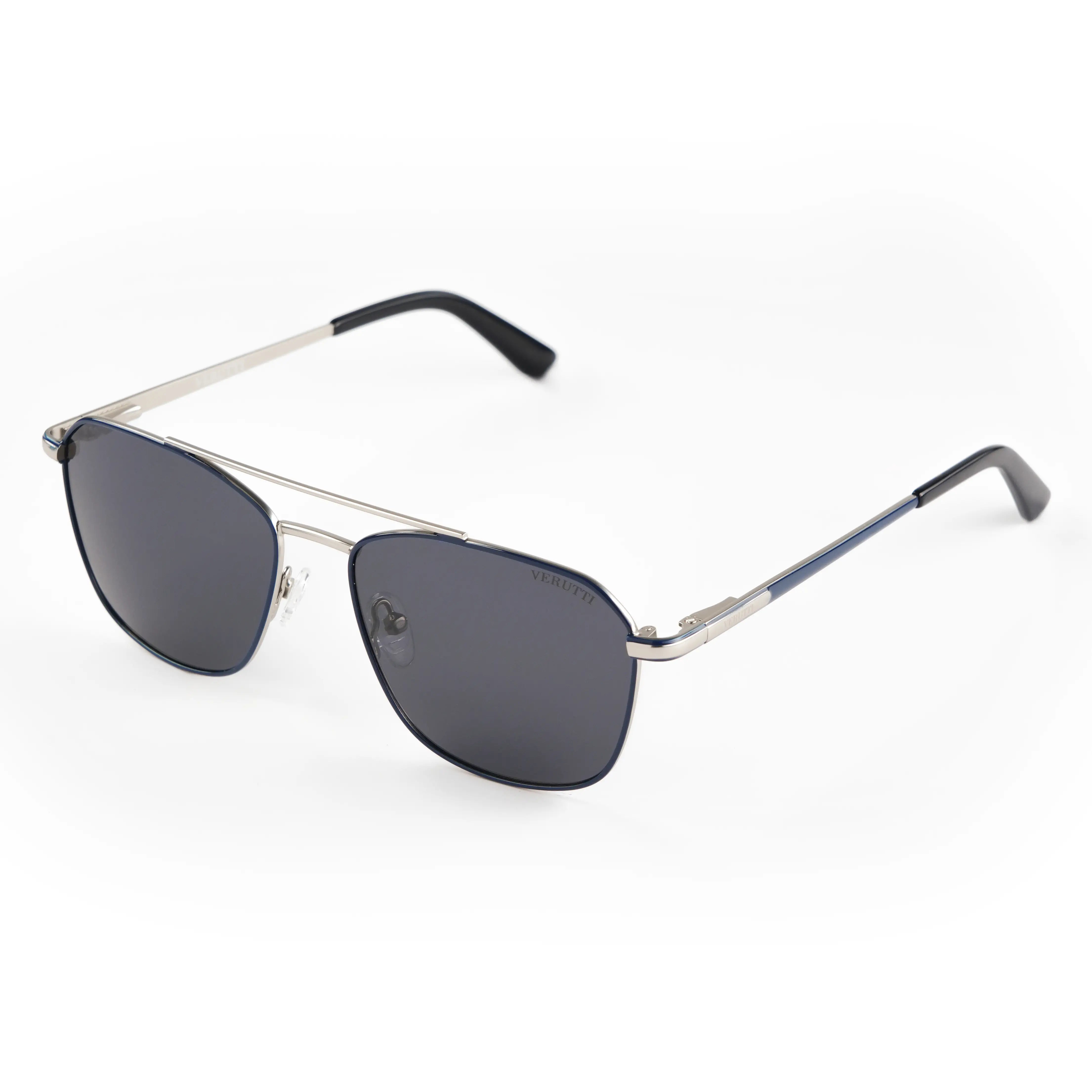Men’s Luxury Sunglasses Verutti S6609-C4 – Silver Frame Black Lenses