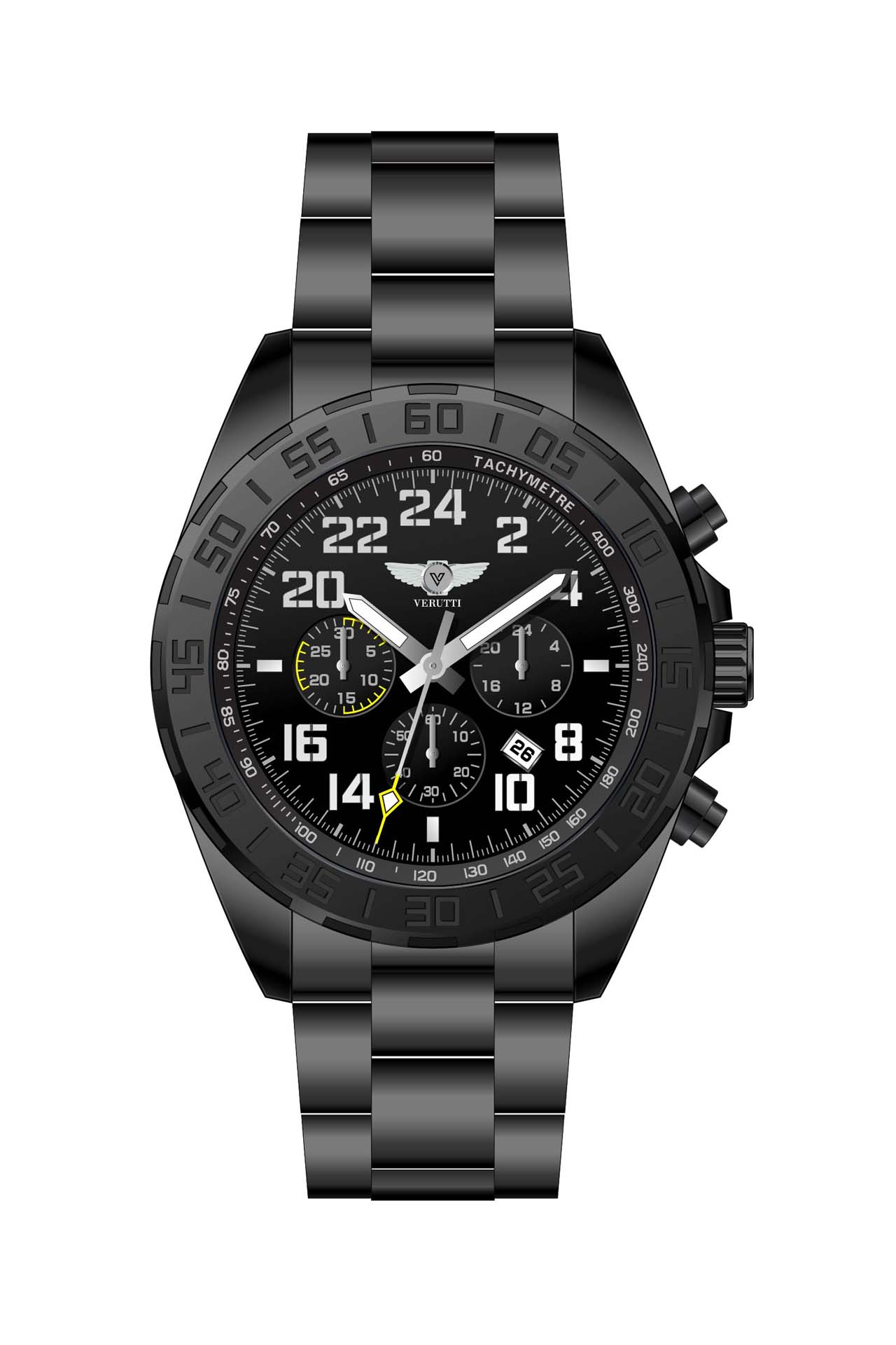 Men’s Luxury Watch Verutti VR-1038-2 – Black Bracelet & Black Dial