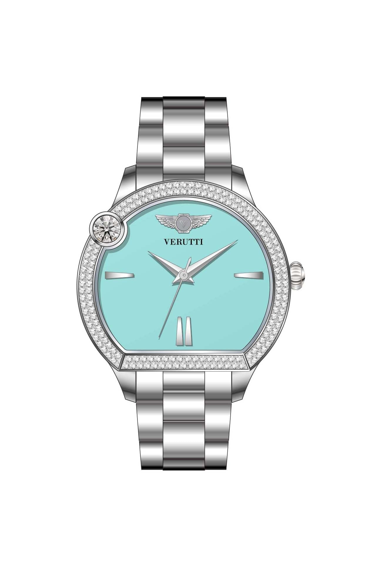 Women’s Luxury Watch VR-1044-3 – Silver Stainless Steel & Turquoise Dial