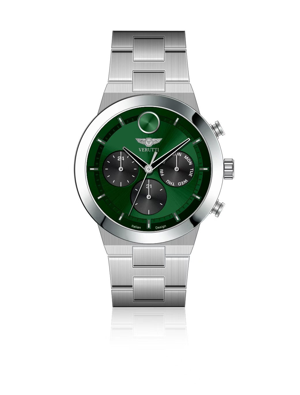 Men’s Luxury Watch Verutti VR 1104-01 | Green Dial Stainless Steel