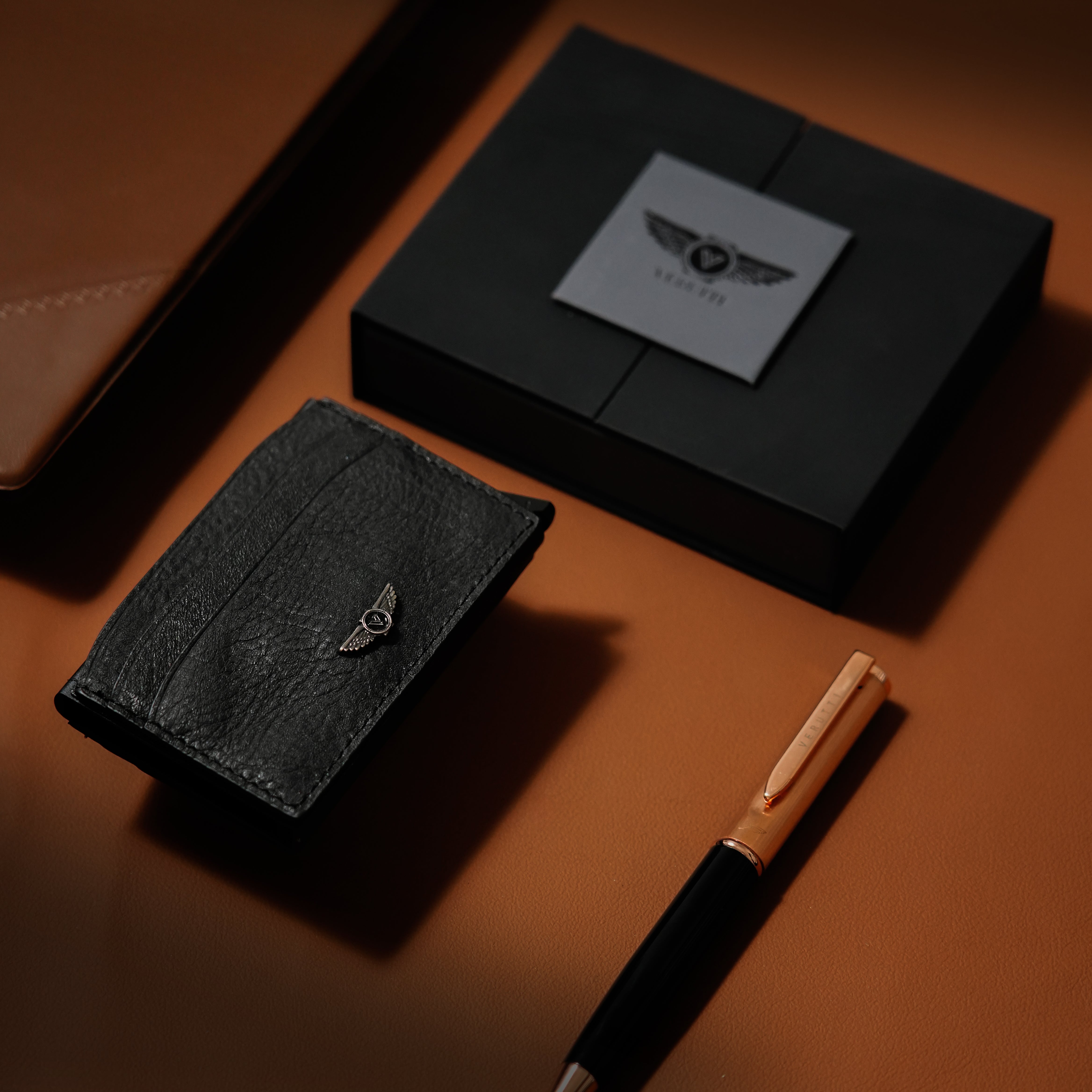 Men’s Genuine Leather Wallet – Black Cowhide – VRW-1014-1