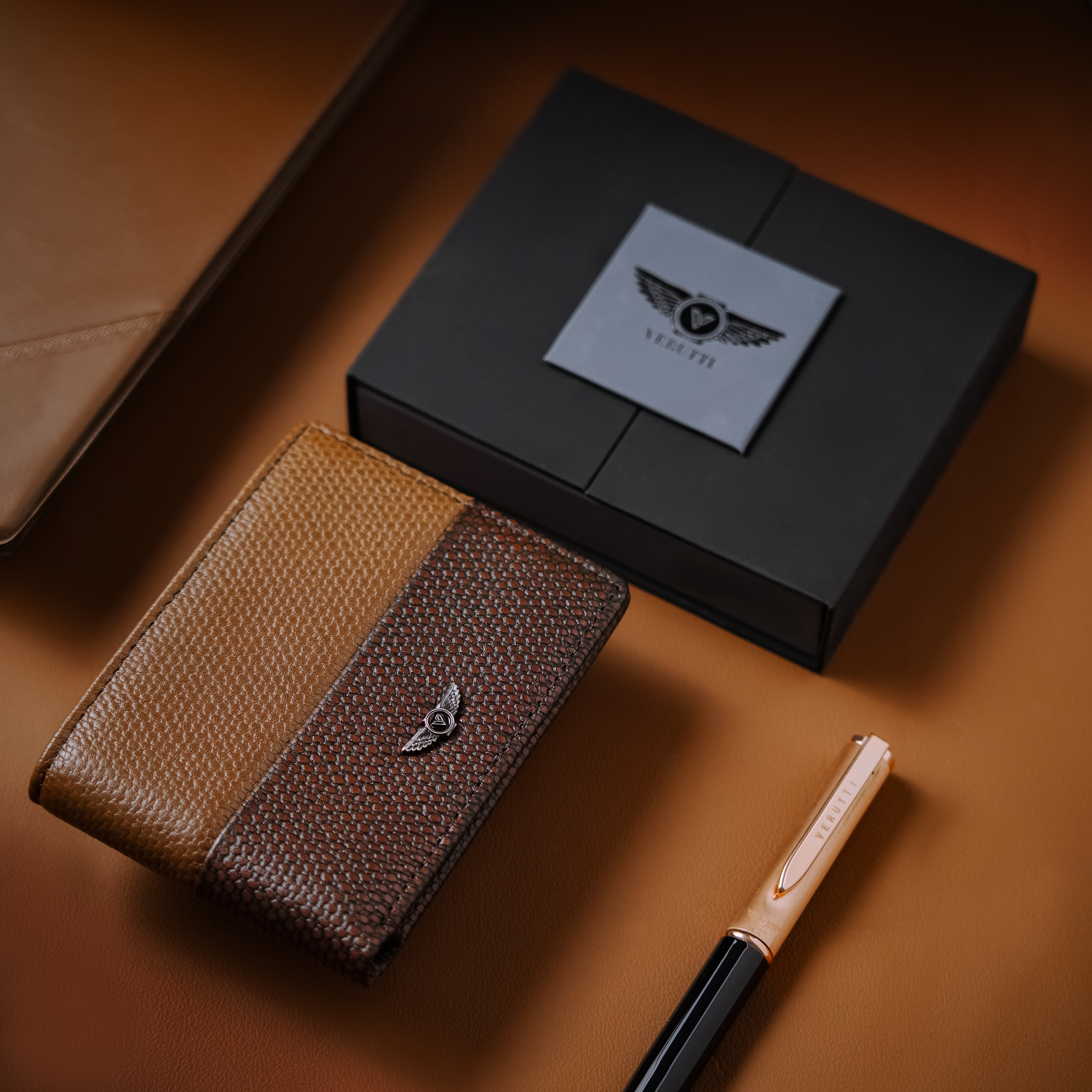 Men’s Genuine Leather Wallet – Coffee Brown Cowhide – Verutti VRW-5007-1